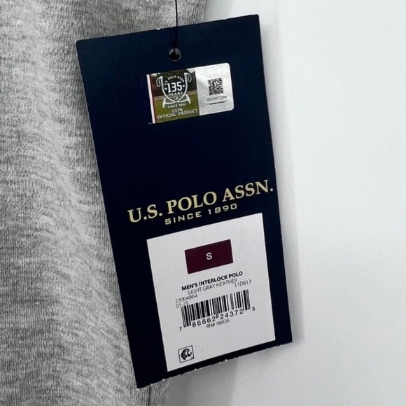 NWT U.S. Polo Assn Interlock Polo Mens Small Light Gray Heather Luxury Feel - Picture 5 of 9